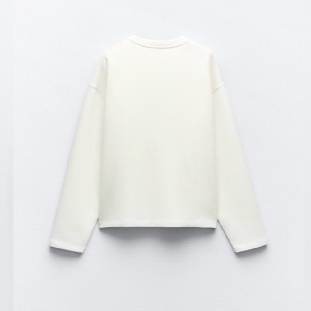 ZARA Ivory Jeweled Sweatshirt | X-Large | Long Sleeve | Sold Out - Picture 7 of 10
